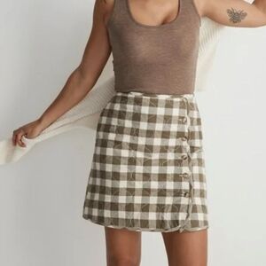 Madewell Brown and Cream Checkered Mini Skirt